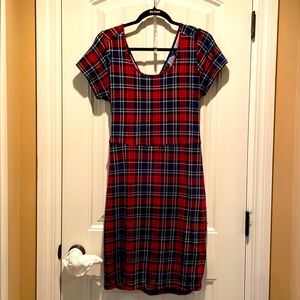Forever 21+ 1XL Women’s Tartan Plaid Shirt-Sleeve Bodycon Dress